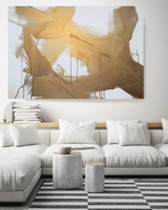 Gold Abstract One of a Kind Hand Textured Giclee on Canvas,  Free-Spirited