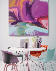 Pittura d'arte vibrante con texture a mano su tela 45x45" Desert Mirage