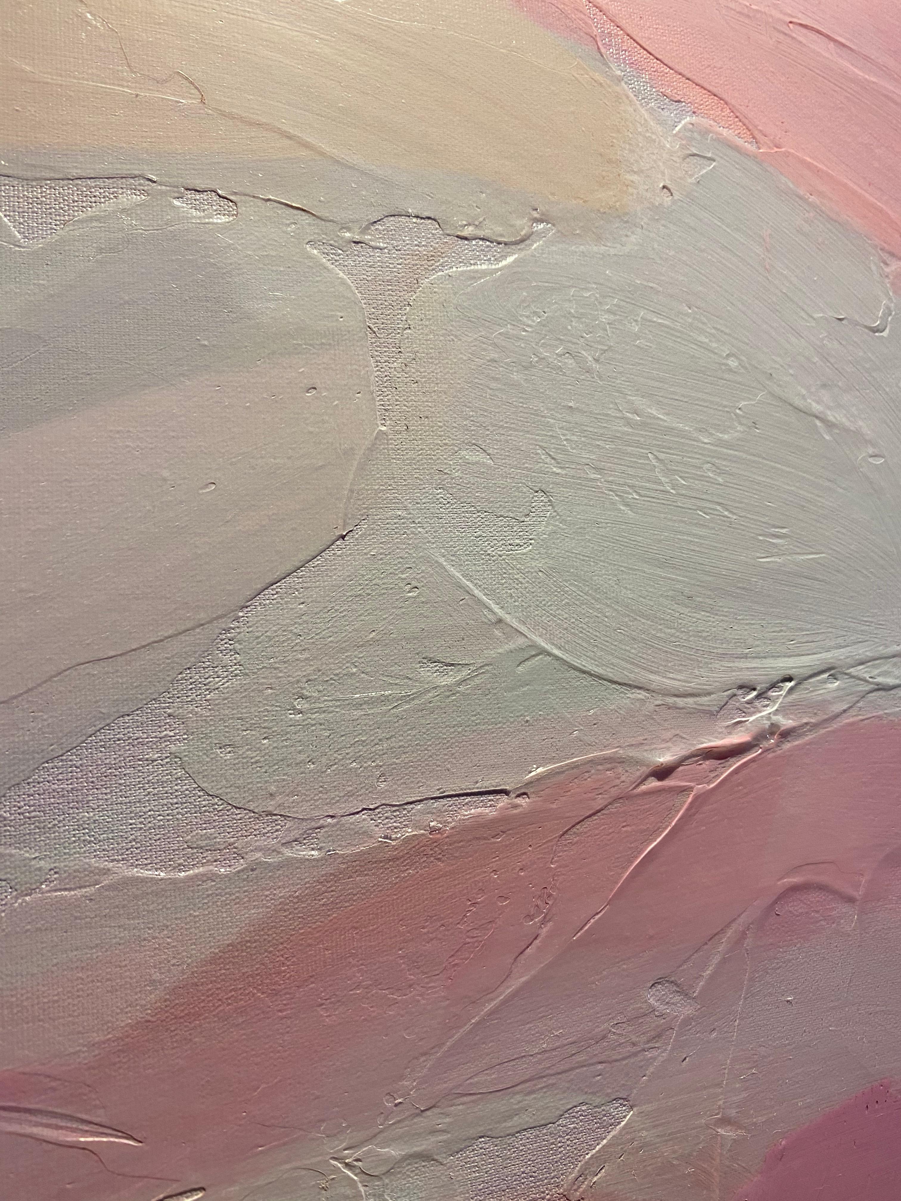 Pintura Artística Azul Giclée texturado a mano sobre lienzo 45x45  Mirage del desierto 23 en venta 3