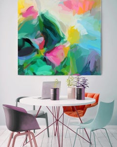 Green Painting Art Hand Textured Giclee on Canvas 45x45"  Good Dreams