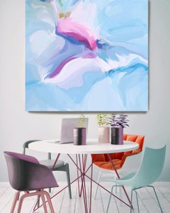 Light Blue.Painting Art Hand Textured Giclee on Canvas 45x45"