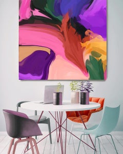 Purple.Painting Art Hand Textured Giclee on Canvas 45x45" Desert Mirage