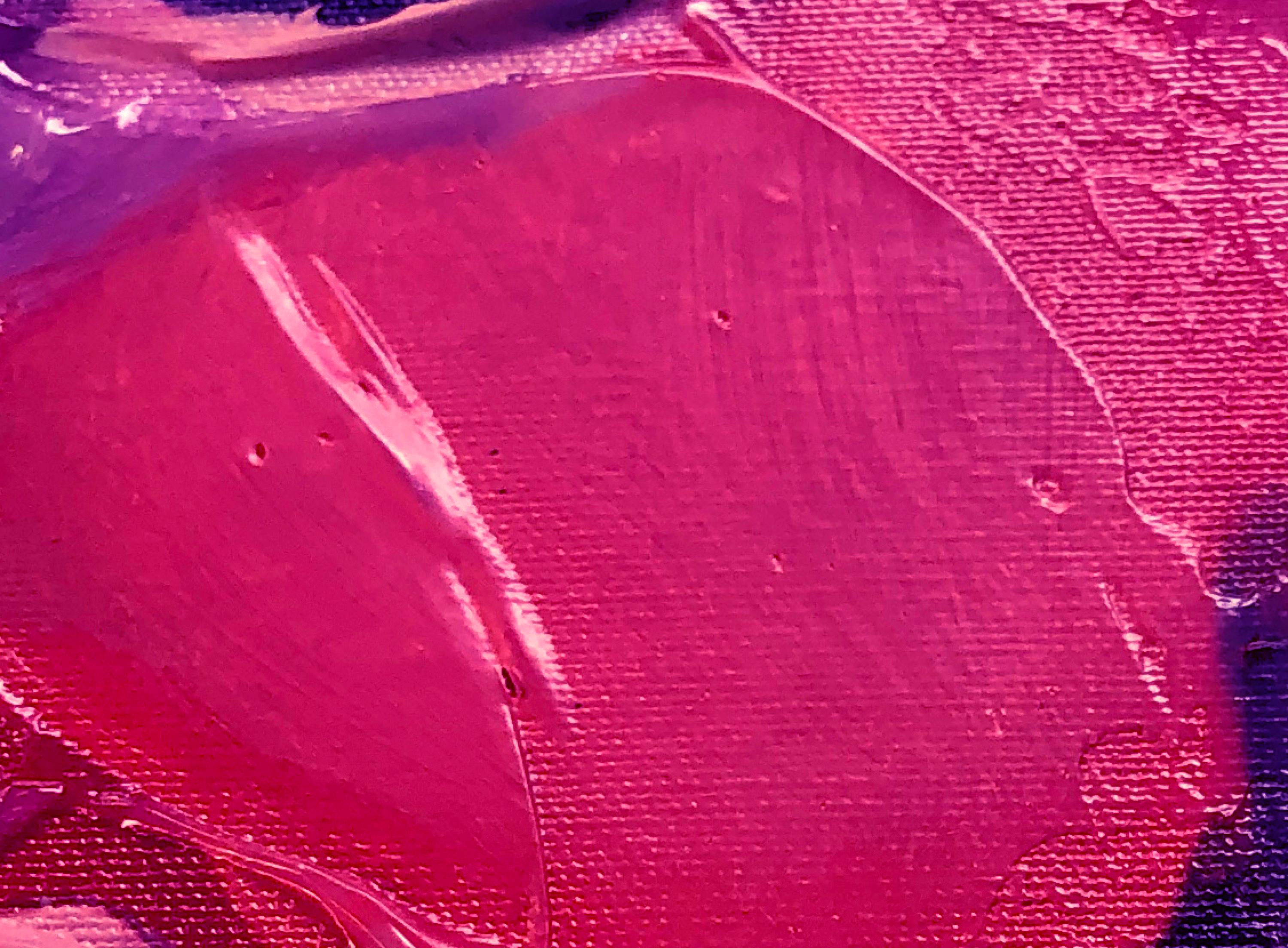 Purple.Painting Art Giclée testurizzata a mano su tela 45x45