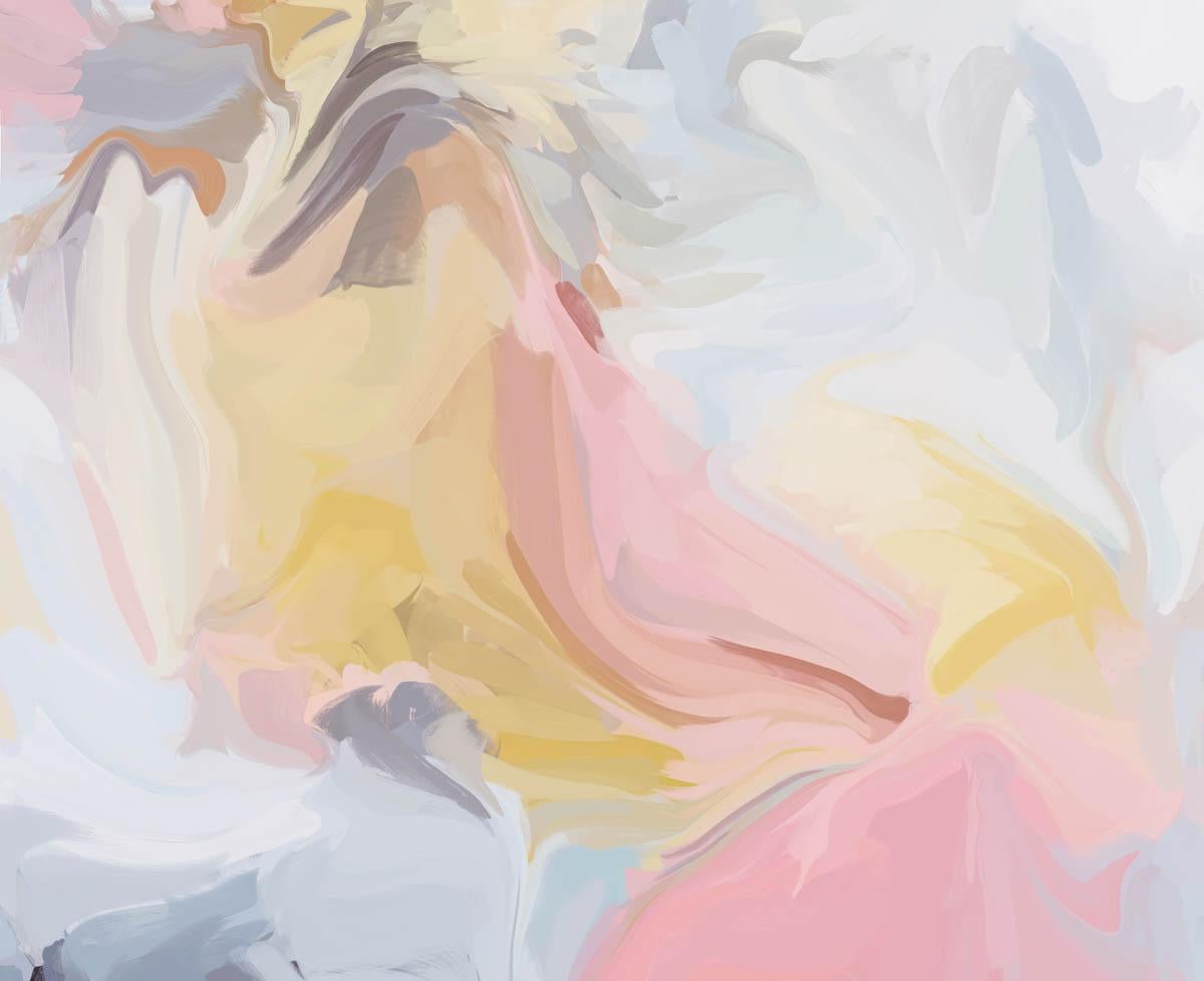 Irena Orlov Interior Painting – Rosa-Gelb-Gemälde, handstrukturiert, Giclee auf Leinwand 45x45" Licht auf Leben