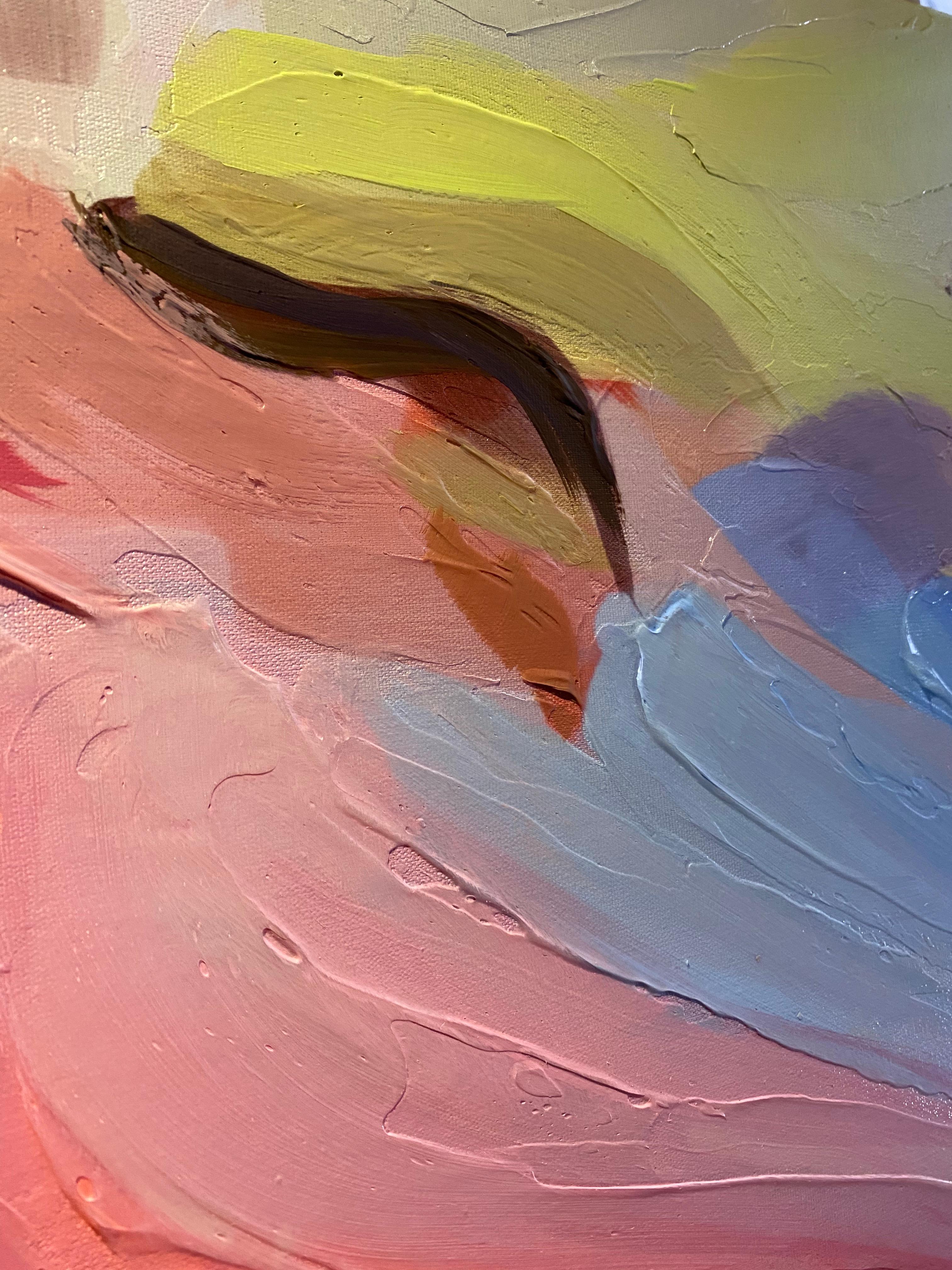 Rosa Grau Gemälde Kunst Hand strukturiert Giclee auf Leinwand 45x45
