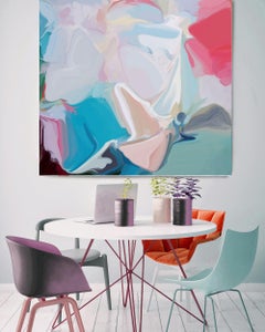 Blue Painting Art Hand Textured Giclee on Canvas 45x45" follow up