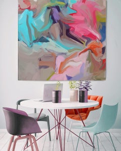 Pittura colorata Giclee su tela con texture a mano 45x45" Libertà di espressione