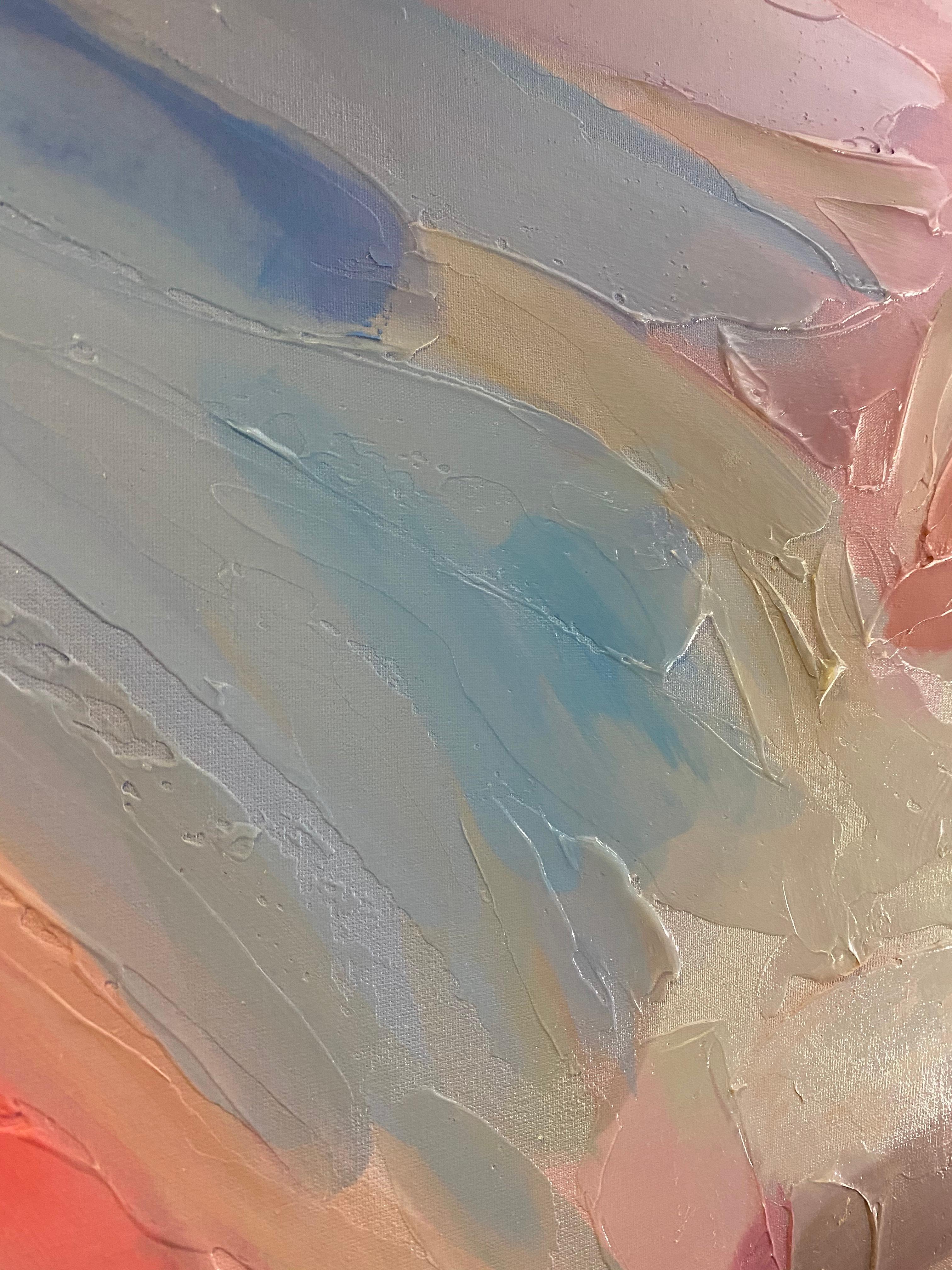 Pintura de colores Arte Giclee texturizado a mano sobre lienzo 45x45 