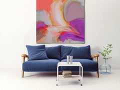 Orange Pink Painting Art Hand Textured Giclee on Canvas 45x45" Desert Mirage 8