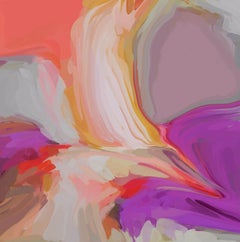 Orange Pink Painting Art Hand Textured Giclee on Canvas 45x45" Desert Mirage 8