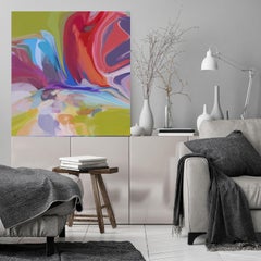 Green Red Painting Art Hand Textured Giclee on Canvas 45x45" Desert Mirage 15