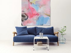 Powder Blue Painting Art Hand Textured Giclee on Canvas 45x45" Message of Belief