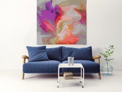 Coral Purple Abstract Painting Textured Giclee on Canvas 45x45" Mind and Spirit