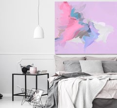 Rosa Wolke Abstrakte Malerei Kunst Hand strukturiert Giclee auf Leinwand 45x45""