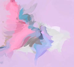 Pittura astratta con nuvole rosa Giclee su tela 45x45"