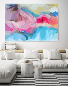 Hellblaue Malerei Kunst Hand texturiert Giclee auf Leinwand 40H x 60W" Potential