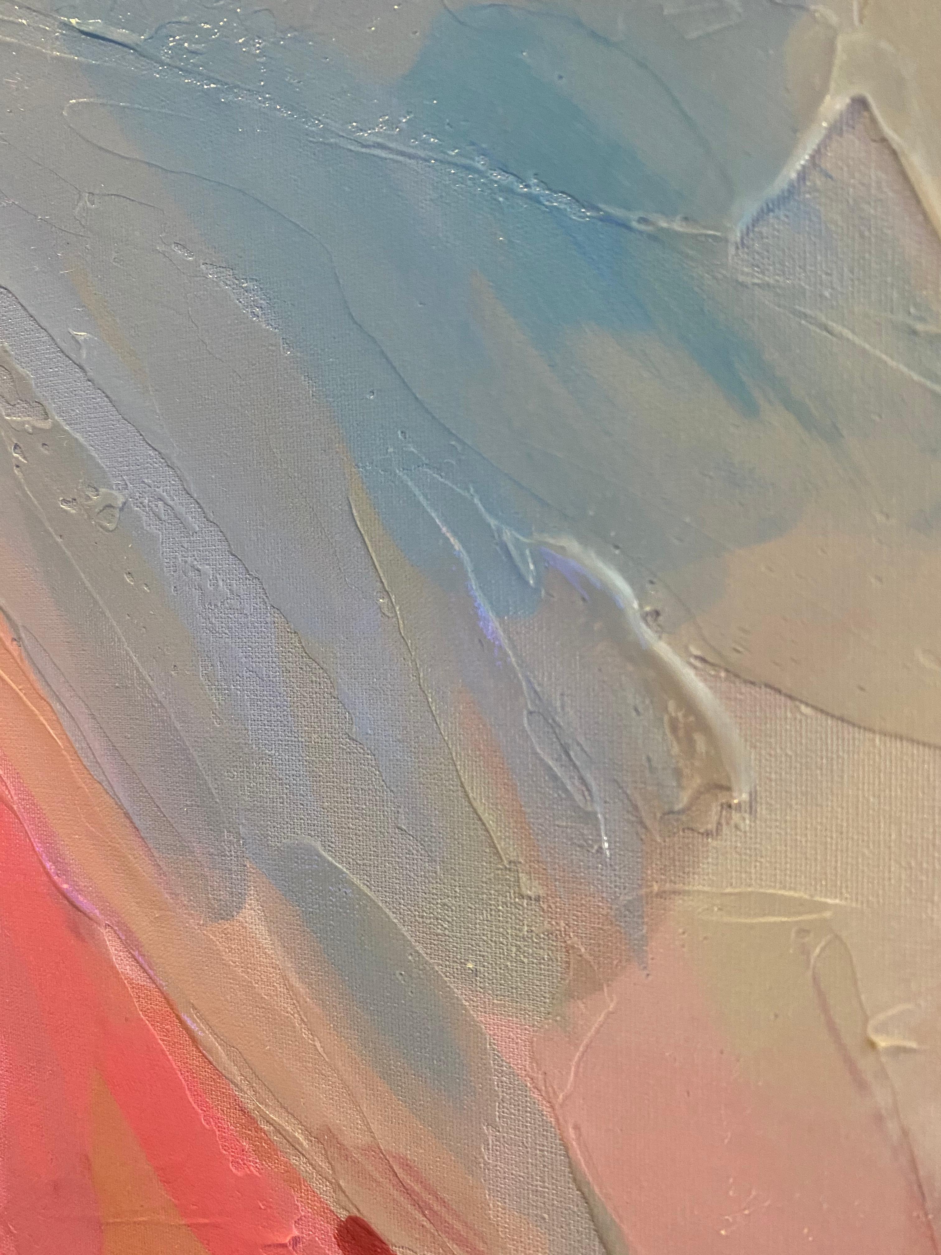 Pittura d'arte azzurra Giclée testurizzata a mano su tela 40H x 60W