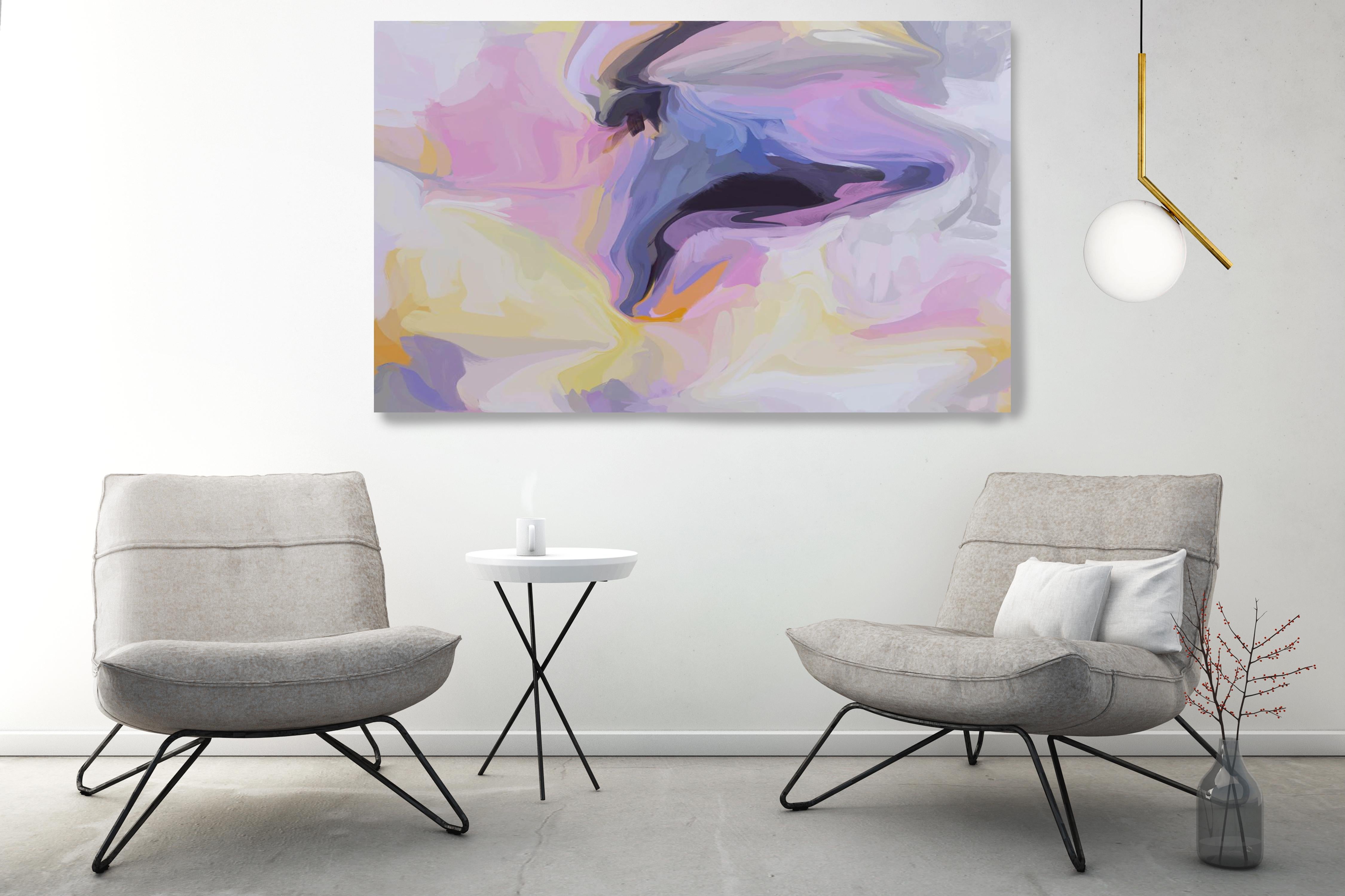 Power Source Purple Abstract Painting Art Textured Giclee on Canvas 40Hx 60W