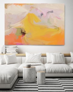 Degree of independence Abstract Yellow Art Textured Giclee on Canvas 40Hx 60W"