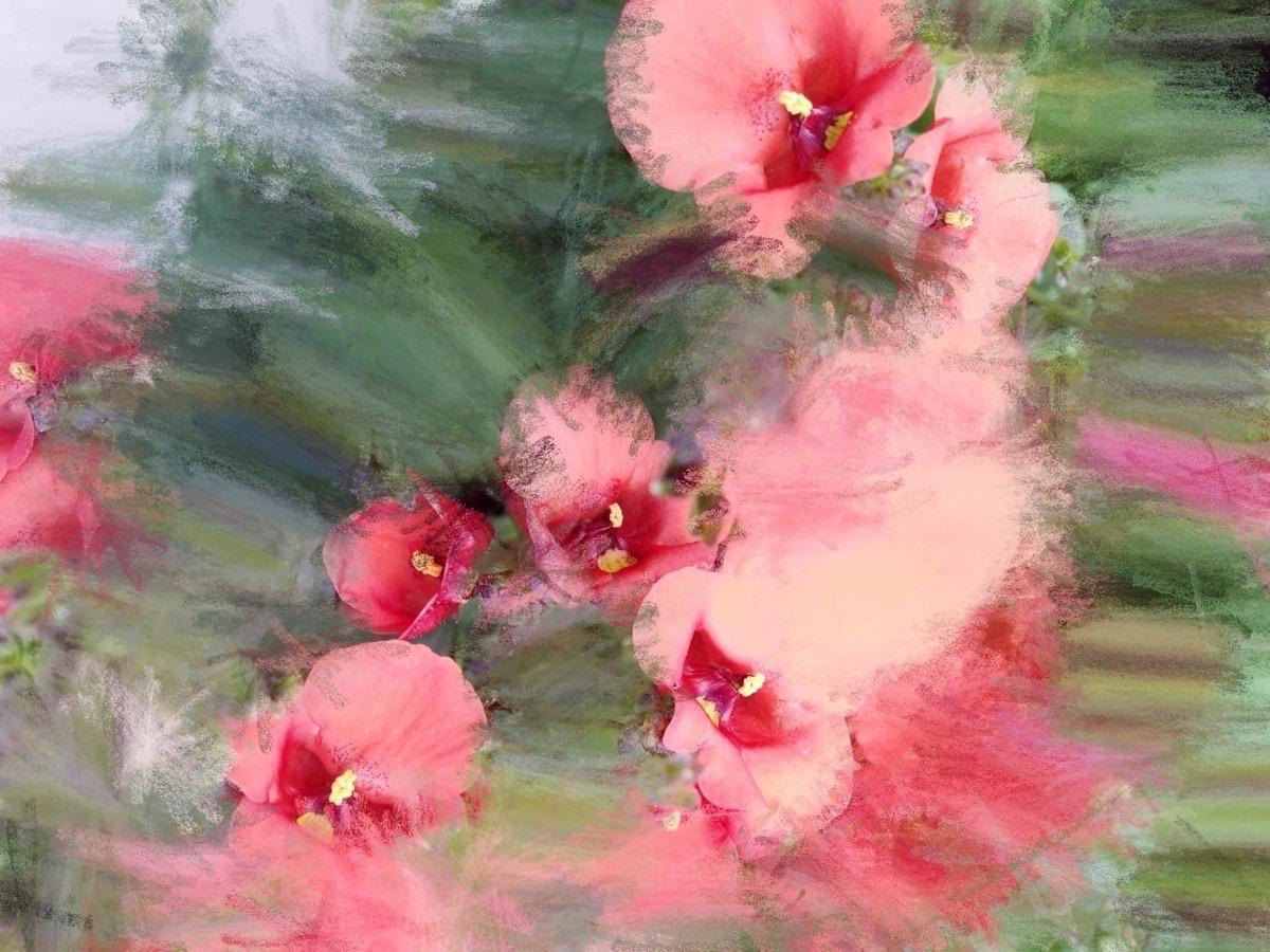 Ardor Floral Red Green Painting Hand Embellished Giclee on Canvas 60W X 40H For Sale 1