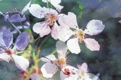 Grün Weiß blühende Blumen Gemälde verschönert Giclee auf Leinwand 60WX40H