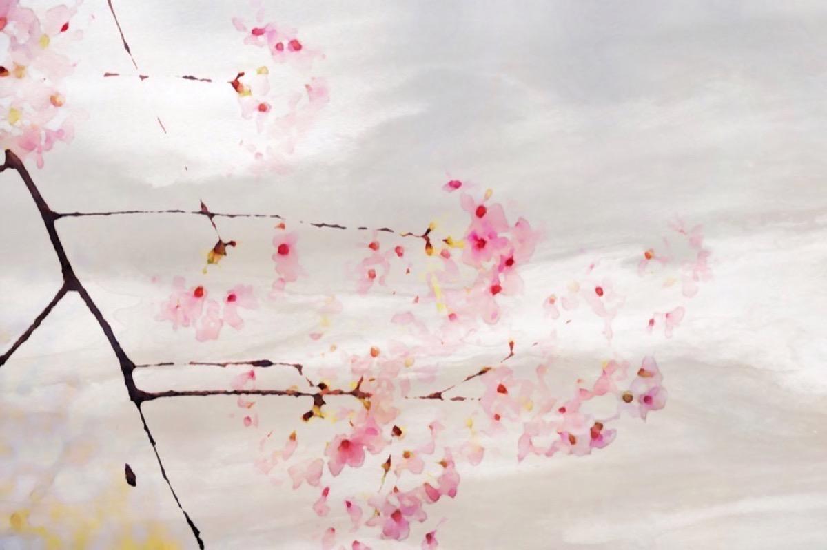 Rosa Frühling Floral Gemälde Hand verschönert Giclee auf Leinwand 40H X 60W im Angebot 1