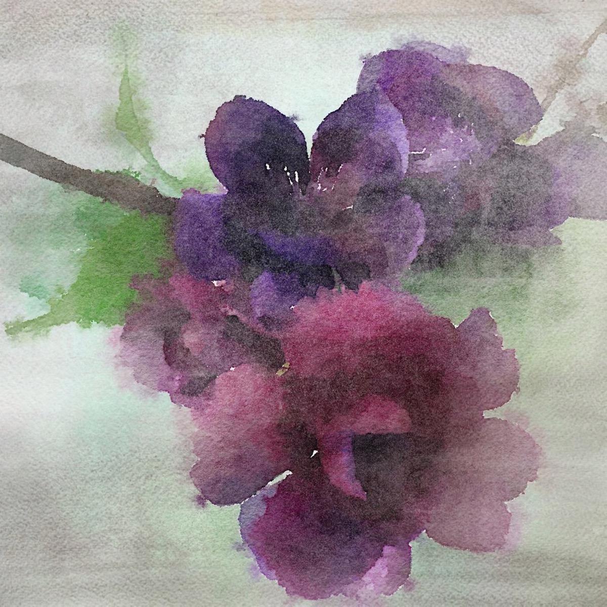 Irena Orlov Still-Life Painting - Rustic Purple Flower Painting Textured Giclee on Canvas 45x45" Purple Sensation