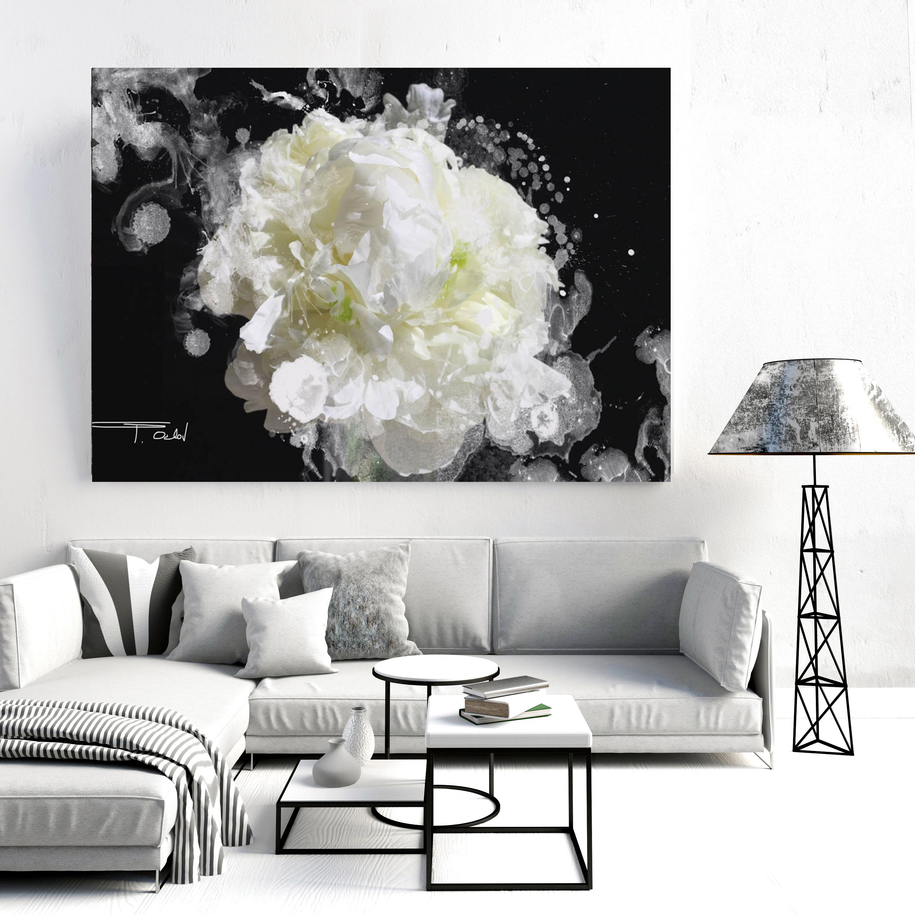 Blow Away on The Wind 5, Floral Art Hand Embellished Giclee on Canvas 40H X60W - Painting by Irena Orlov