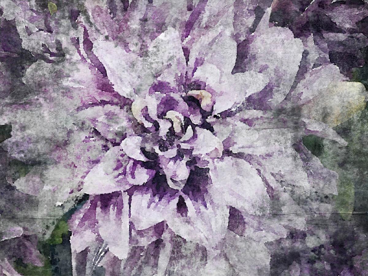 Irena Orlov Landscape Painting - Purple Rustic Flower Painting Embellished Giclee on Canvas 40H X 60W Delightful 