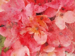 Dusty Red Rustic Flower Painting Embellished Giclee on Canvas 40H X 60W 