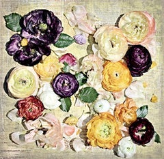 Romantic Shabby Chic Flowers 8, Floral Canvas Art Print 45x45" 