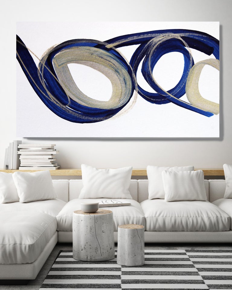 Blue Gold Circles Abstract Painting Art on Canvas Textured Giclee 45 x 72 inches

State-of-the-art HAND EMBELLISHED ∽ MUSEUM QUALITY ∽ DISPLAY READY Giclee Reproduction
Each limited edition Giclee is hand embellished and textured  by the artist,