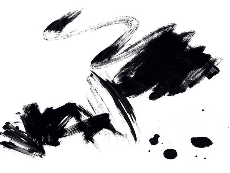 Irena Orlov Abstract Painting - Black White Minimalist Painting Art on Canvas Textured Giclee 45 x 72 inches