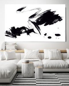 Black White Minimalist Painting Art on Canvas Textured Giclee 45 x 72 inches