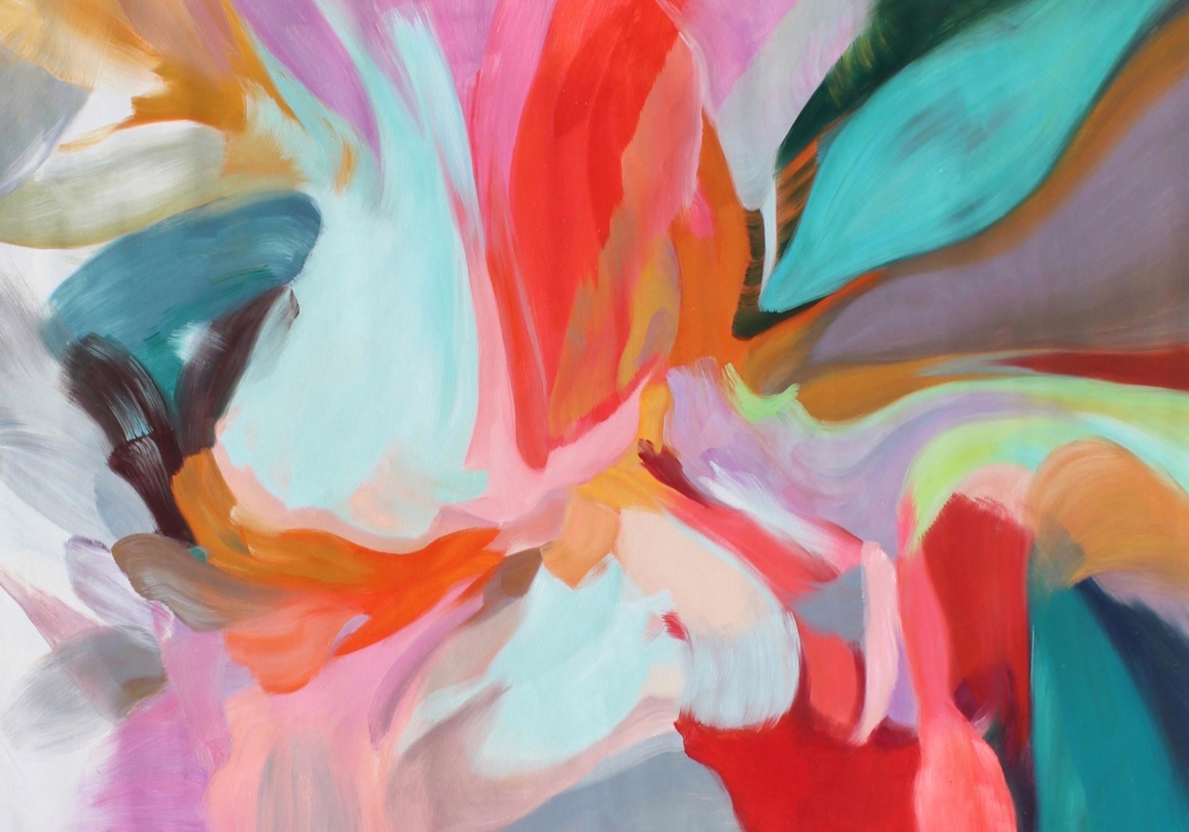 Irena Orlov Interior Painting - Contemporary Red Blue Teal Abstract Painting 42H X 68"W, Integrity of Chaos