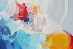 Peinture à l'huile abstraite bleu, rouge, jaune et bleue, Irena Orlov