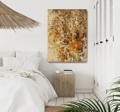 Tiger Painting, Mixed Media Textured on Canvas 60 H X 40" W Farmhouse, Big Cat