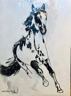 Wild reitendes Pferd Dreidimensionales Gemälde auf Holz 40 H x 30 B Zoll 