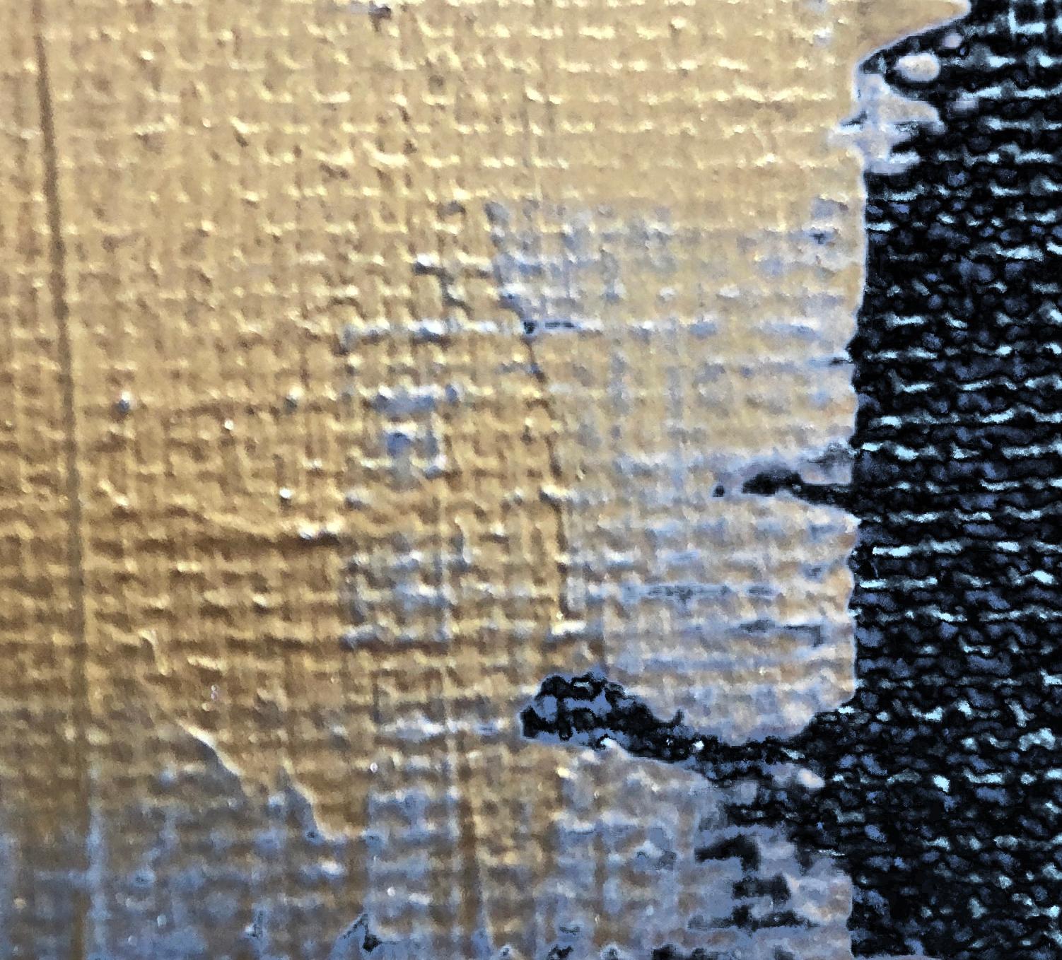 Luna de oro 3, Luna de oro, negro y plata Pintura sobre lienzo en técnica mixta 40 x 54
