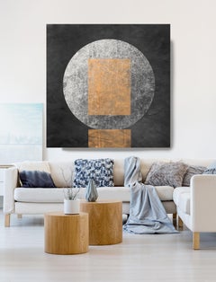 Dimensions de la géométrie MYSTERY MOON 22 Peinture technique mixte sur toile 122 x 122 cm Space Astronomy Space