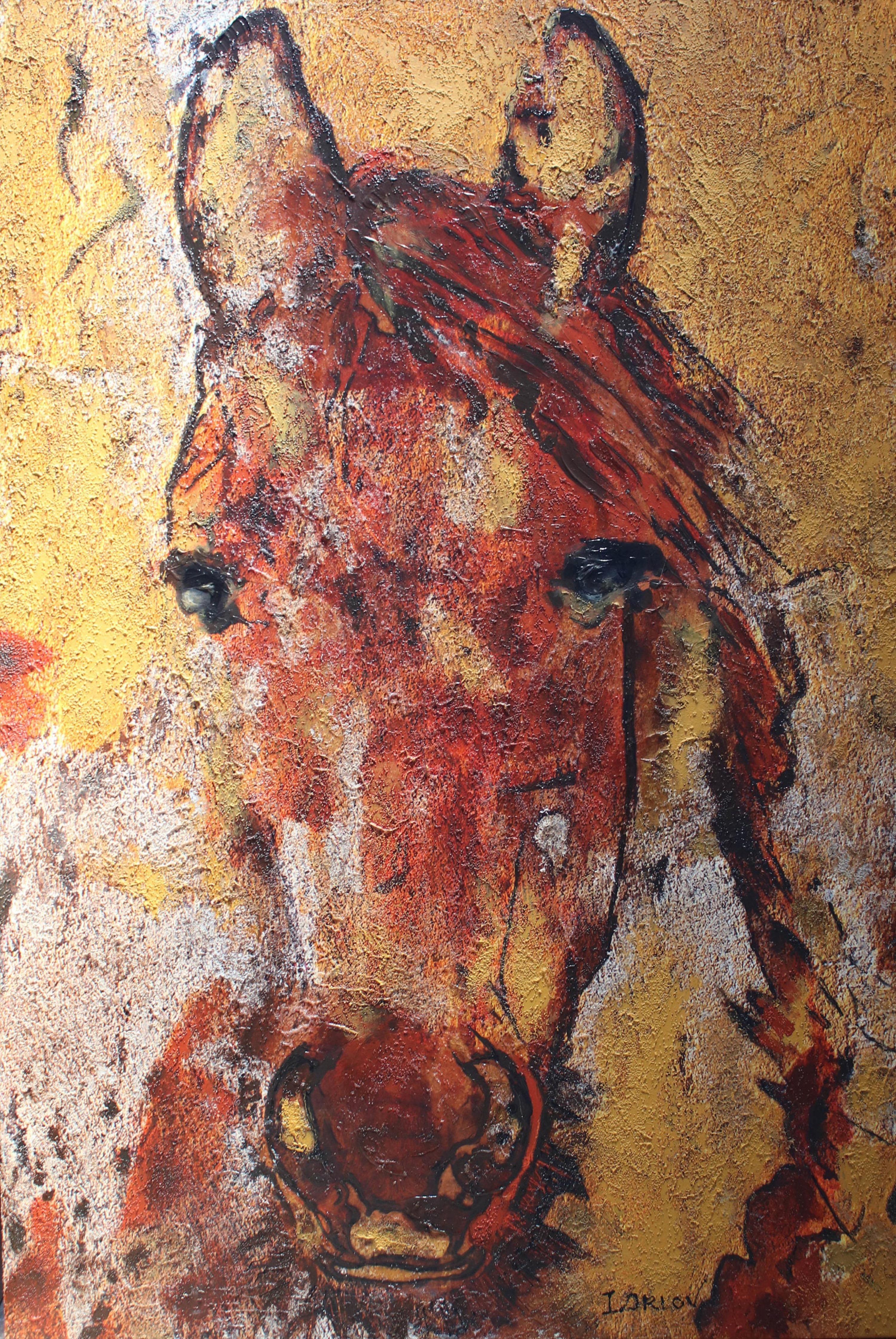 Yellow Horse Fine Art Hand Embellished Giclee on Canvas 60 x 40