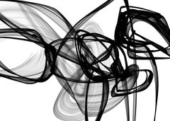 Abstract Black White New Media Painting on Canvas, Fight, Minimalist 68 x 46"