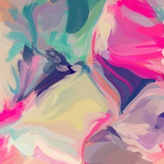 Green Pink Modern Art Hand Textured Giclee on Canvas 45x45" Fantastic Tomorrow