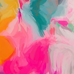 Vibrant Pink Modern Art Hand Textured Giclee on Canvas 45x45" A Way Of Mine 2