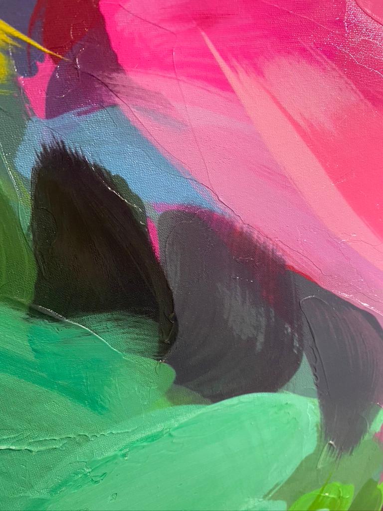 Vibrant Boho Modern Art Hand Textured Giclee on Canvas 45x45