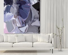 Indigo Purple Painting Art Hand Textured Giclee on Canvas 45x45" Plasma Flows 2