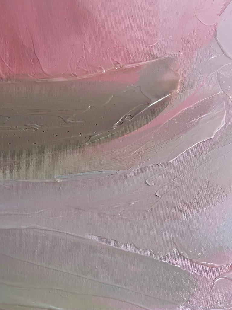 Indigo Pink Art Hand Textured Giclee on Canvas 45x45