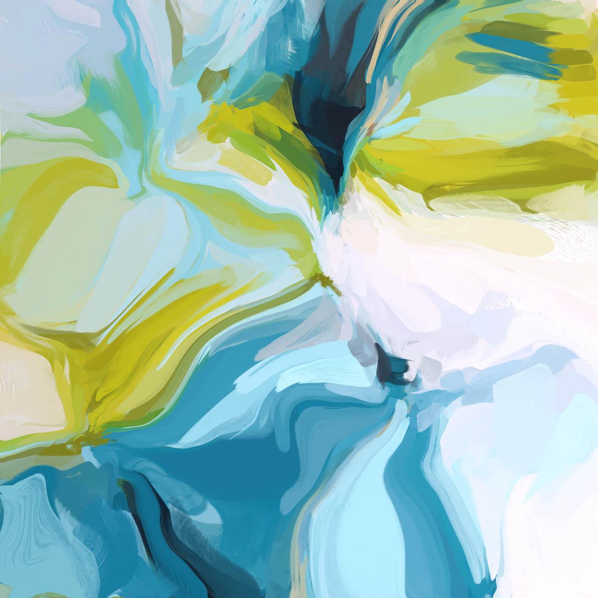 Irena Orlov Blue Green Abstract Painting Art Hand Textured Giclee on