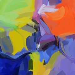 Vibrant Boho Flow Art Hand Textured Giclee on Canvas 45x45" Rock My Door