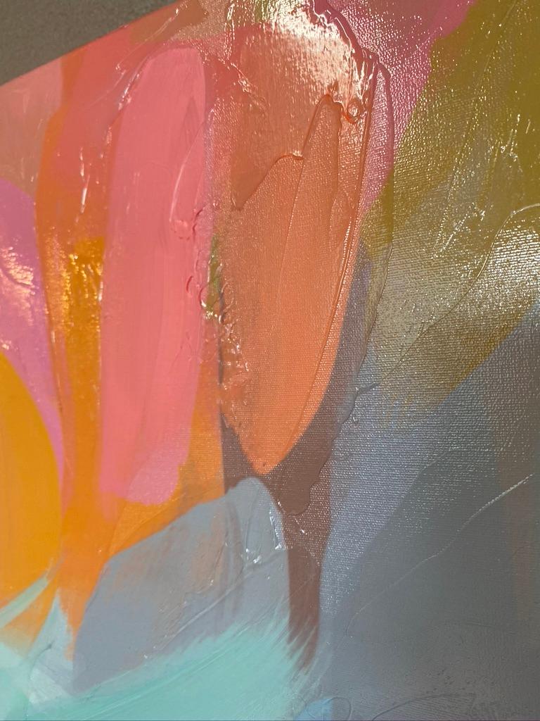 Astratto Blu Giallo Flusso in tecnica mista su tela 45x45